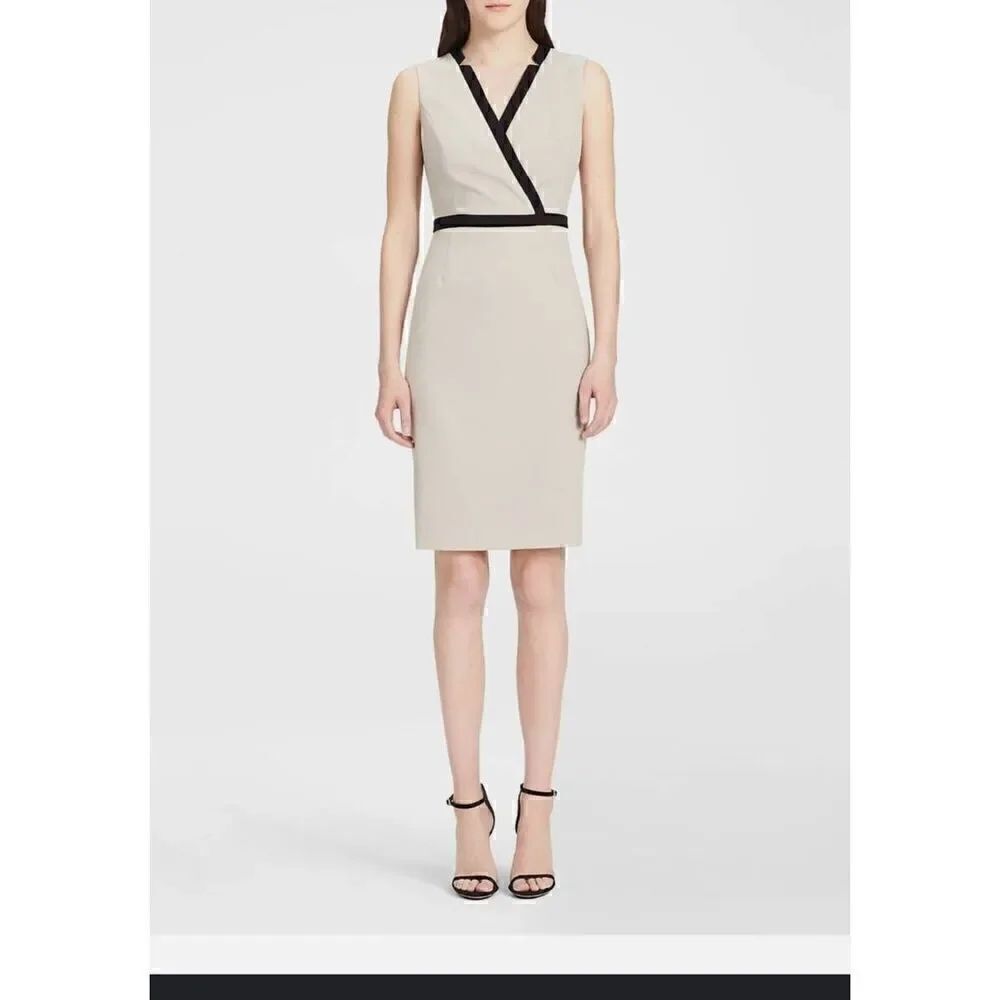 Calvin Klein New Colorblock V-Neck Sheath Dress Size 10 NWT F5